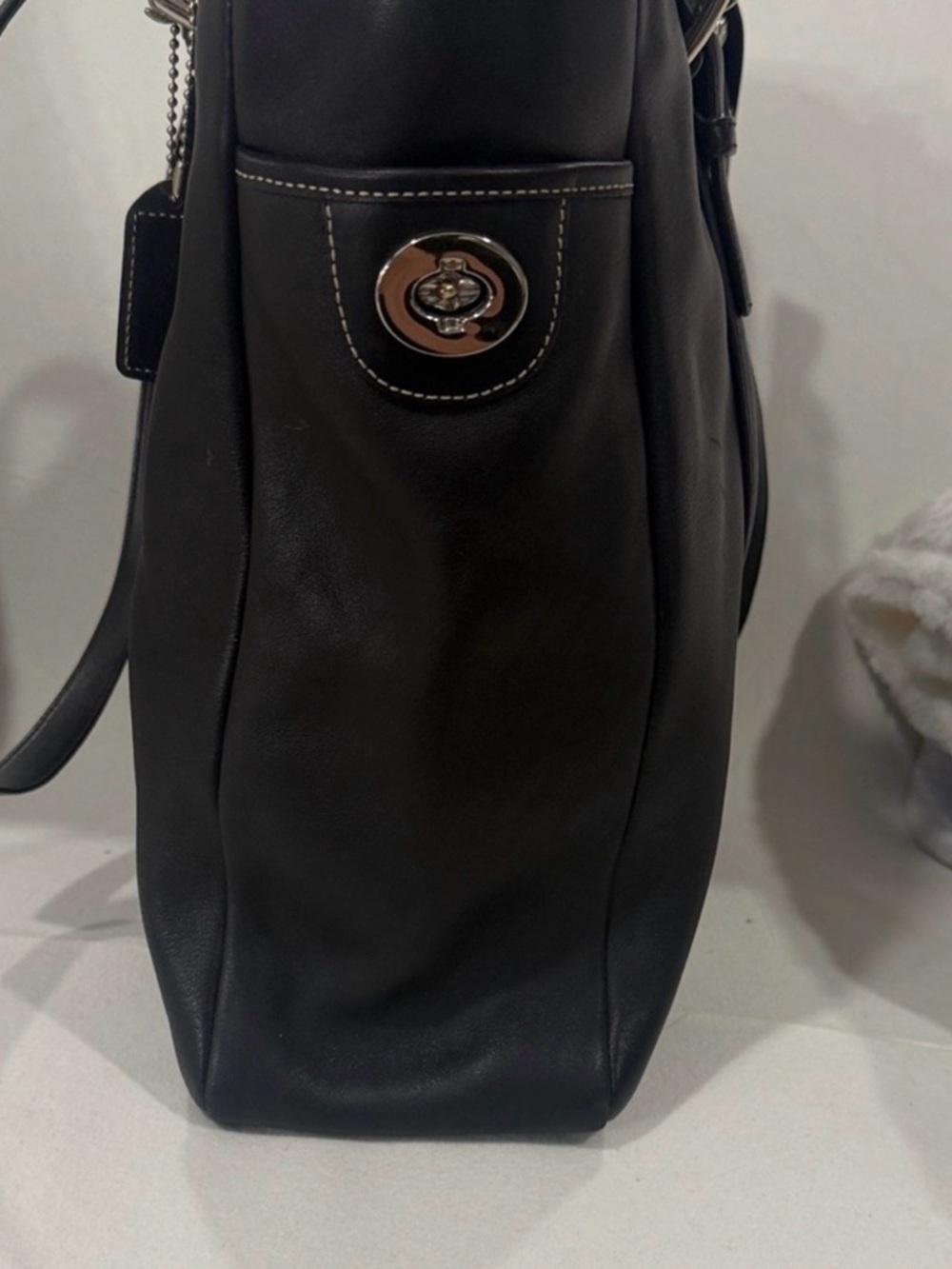 Black Leather Coach Tote - Picture 7 of 11